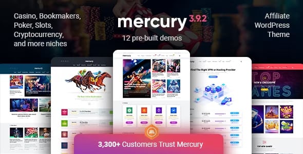 Mercury - Affiliate WordPress Theme. Casino, Gambling & Other Niches. Reviews & News