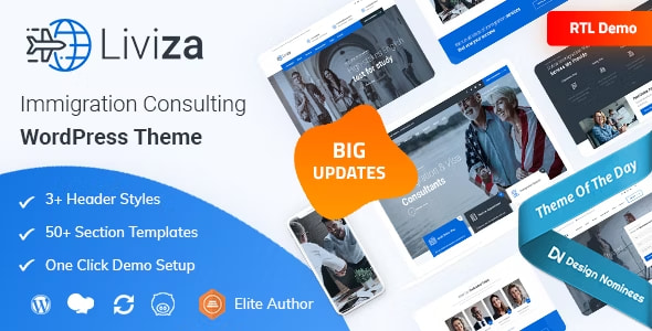 Liviza - Immigration Consulting WordPress Theme + RTL