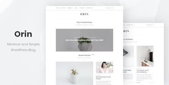 Orin Theme - Minimal Blog For WordPress