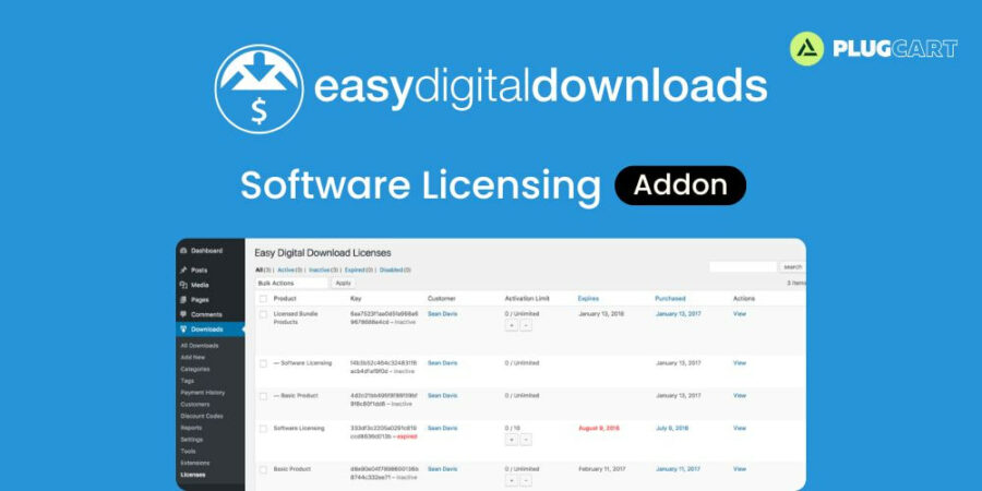 Easy Digital Downloads Software Licensing Addon